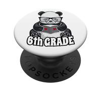 6th Grade Back To School Panda Book Reader Teacher Heart PopSockets Adhesive PopGrip