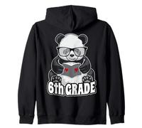 6th Grade Back To School Panda Book Reader Teacher Heart Zip Hoodie