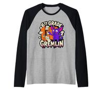 6th Grade Gremlin Middle Funny School Mischief Locker Kid Raglan Baseball Tee