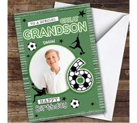 6th Great Grandson Football Photo Boys Custom Personalised Birthday Card - Personalised Birthday Card For 6th Birthday, Custom Birthday Card