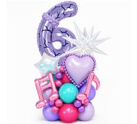 6th Kpop Birthday Decorations Purple Music Note Disco 40 Inch Balloons Set
