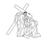 6th Station of The Cross Veronica Wipes The face of Jesus Christ Outline Wall Stickers 42x43cm Car Body Decoration Black