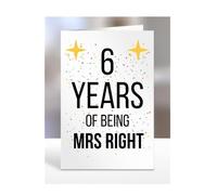 6th Wedding Anniversary Card, of being Mrs Right, Gifts for Wife, Girlfriend, Fiancee, Couple, Ideas, Women, Her, Female, Presents for Christmas, 6 years, A5-176a_7