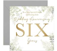 6th Wedding Anniversary Card - Six Year Anniversaries - Gift for Special Couple Celebrating - Sixth Wedding Anniversary - Eucalyptus Botanical Design
