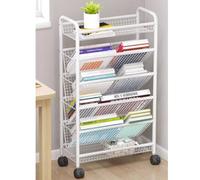 6Tier Rolling Utility CartMultifunctional Craft & Art Trolley with Plastic Shelves & Metal Wheels Ideal Storage Solution for Kitchen Bathroom Living Room Office (Color: B)