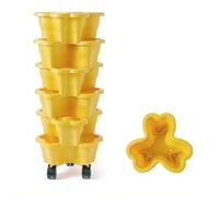 6Tier Strawberry Tower,Vertical Stackable Garden Planters With Rolling Wheels,Stacking Herb Flower Vegetable Strawberry Planter Pots for Indoor Outdoor Balcony Yard Patio Gardening,9.8"*23.6"(Yellow)