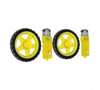 6V DC Geared Motor Set 0.8kg.cm Torque for RC Car Build | Includes 2 motors and tires, 3-6V operation, easy breadboard install, for ideal for smart cars, educational use