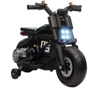 6V Kids Electric Motorbike w/ Training Wheels, for 3-5 Years - Black