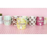 6vibes Molang Large Cup Sweet 400 ml Porcelain - Pineapple Ice Coffee Pot & Tea - Motif Mug with Piupiu - Large Mug Cup as a Gift by