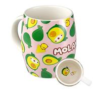 6vibes Molang Large Mug Cute 400 ml Made of Porcelain Avocado Cup Coffee & Tea Motif Cup with Piupiu Large Gift
