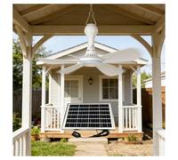 6W/10W White Solar Fan Portable Ceiling Fan Charges Via Solar Panel ABS Resin Blades Top Hook for Hanging for Ventilation and Cooling
