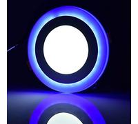 6W + 3W Round Recessed Edge Lit Halo 2 Tone LED Downlight Slim Panel Dual Colour 3 Mode Cool White Blue Ring Edge Home Office Decoration Display Lighting
