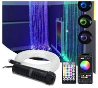 6W RGBW LED Whip Fiber Optic Kit Bluetooth Waterfall Curtain Light for Window Kid Children Sensory Room Home Decoration with Flash Point Fiber Optic Cables 200strands 0.03in/0.75mm 6.5ft/2m