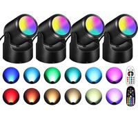 6W RGBW Up Lights Indoor Christmas Spotlight Indoor LED Color Changing Uplighting Indoor with Remote Spot Lights Indoor Plug in Floor Spotlight Indoor for Plant Picture Party, 4 Pack (4 Pack)