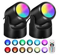 6W RGBW Up Lights Indoor Christmas Spotlight Indoor LED Color Changing Uplighting Indoor with Remote Spot Lights Indoor Plug in Floor Spotlight Indoor for Plant Picture Party, 4 Pack (2 Pack)