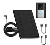 6W Solar Panel for Ring Doorbell, Solar Panel for Latest Model Video Doorbell 4/4 Plus/3/3 Plus/Video Doorbell (2nd Gen-2020 Release) with Mount Stand, USB-C/Micro USB/2-Prong Port, 10Ft Power Cable