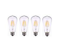 6W ST64 E27 LED Light Bulbs AC/DC 12-36V Edison Screw LED Filament Bulb Warm White 2700K Vintage Bulb Equivalent 60W Halogen 360 Degree for RV Camper Marine Yacht Lorry (4-Pack) [Energy Class Wels