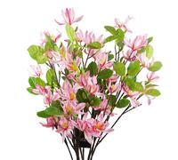 6x 100cm Pink Magnolia Floral Spray Artificial Leaf Pink One Size
