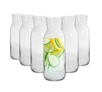 Argon Tableware 6x 1200ml Glass Water Jug - 'Brocca' Range - Juice Carafe Decanter for Water, Wine, Iced Tea