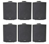 Loops 6X 120W Black Wall Mounted Stereo Speakers 6.5" 8Ohm Premium Home Audio Music