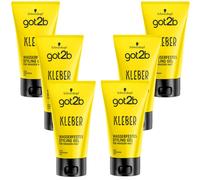 6x 150 ml Schwarzkopf got2b Kleber Waterproof Styling Gel for Strong Hold