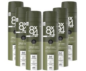 6x 150ml 8x4 Men Wild Oak Antiperspirant Deospray 48h Protection Spray