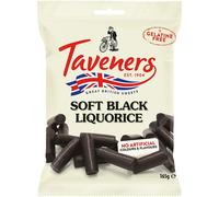 6X 165G Taveners Soft Eating Black Liquorice Sweets - Vegetarian - NEW UK STOCK