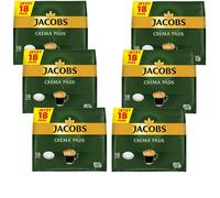 6x 18 Jacobs Crema Coffee Pads Roasted Coffee Creamy Flavor UTZ CERTIFIED