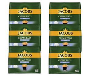 6X 18 Jacobs Crema Pads Mild Coffee Roasted Coffee Creamy Taste UTZ Certified