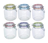 6x 1L Glass Food Storage Container Jar Air Tight Sealable Clamp Lid