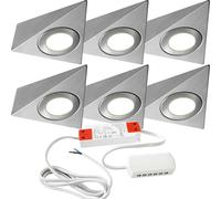Loops 6x BRUSHED NICKEL Pyramid Surface Under Cabinet Kitchen Light & Driver Kit - Natural White LED in Metallics Loops Metallics