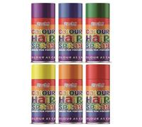 6x 200ml Cans Rainbow Colour Hair Spray - Temporary Washable Hair Dye for Parties, Halloween, Cosplay, Festivals - Easy to Use, Safe for All Hair Types (Pack of 6)