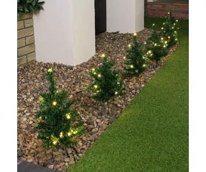 6x 30cm LED Premier Christmas Tree Path Lights - 15 LEDs per Tree (90 Total), 5m Cable + 10m Lead, Indoor/Outdoor