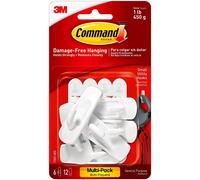 6x 3M Command Small White Utility Hooks With 12 Strips Damage Free Hangin