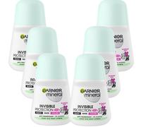 6x 50ml Garnier Mineral Invisible Protection 48h Black White Colors Deo Roll On