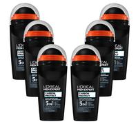 6X 50Ml Loreal Men Expert Anti-Transpirant Deo Carbon Protect 5 In 1 Roll-On