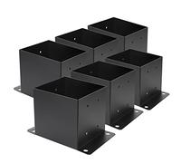 6X 6 Post Base 6 PCS,Inner Size 5.6"x5.6"Deck Post Base,Heavy Duty Metal Black Powder Coated Post Brackets,for Pavilion Deck Railing Support Deck Base Plate, Support Bolt Down (6PCS)