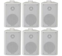 Loops 6x 60W 2 Way White Wall Mounted Stereo Speakers 3" 8Ohm Mini Background Music Loops White