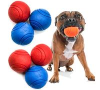 6x 6cm Dogs High Bouncing Rubber Ball - Solid Core - Interactive Training, Virtually Tough Indestructible Dog Toys for Boredom, Bouncy, Strong Balls, Fetch Play, Teething (2.5 inches, Blue & Red)