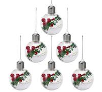 Thrink 6X 7.8Cm Snow Filled Illuminated Led Light Up Baubles | Filled Brim With Tiny Seasonal Decorations | Hanging Ornament | Christmas Tree & Festive Decorations
