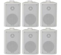 6x 70W 2 Way White Wall Mounted Stereo Speakers 4 8Ohm Compact Background Music