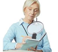 6X 8X Hands Free Magnifying Glass with Light, 48 LEDs Gooseneck Reading Magnifier, 3 Color LED Large Magnifier for Reading Books, Sewing, Embroidery, Anti Technology, 5.1" Diameter