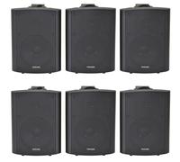 6x 90W Black Wall Mounted Stereo Speakers 5.25" 8Ohm Quality Home Audio Music