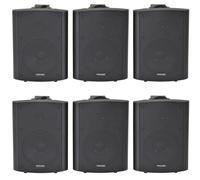 Loops 6x 90W Black Wall Mounted Stereo Speakers 5.25" 8Ohm Quality Home Audio Music Loops Black