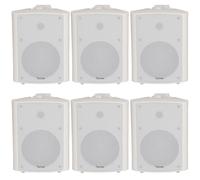 Loops 6x 90W White Wall Mounted Stereo Speakers 5.25" 8Ohm Quality Home Audio Music Loops White
