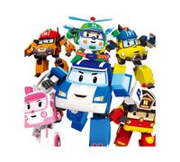 6X Academy Robocar Toys Poli Roy Amber Robot Mark Bucky Transformers Robot Car
