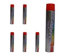 6x Aerosol Floor Line Marker Spray Paint Red 7 Colours. Bundle. Ideal for Schools, Sports Surfaces, Industrial Marking or Safety Marking or Line Marker Machines (Red x6)