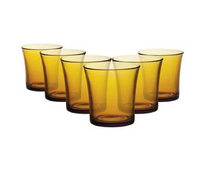 6x Amber 210ml Lys Tumbler Glasses - Glass Water Wine Whiskey Gin Juice Cocktail Drinking Glassware Cup Set - by Duralex