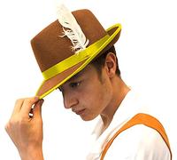 6X Bavarian Hat Fancy Dress Brown Elf Tyrolean Felt With White Feather & Yellow Ribbon Oktoberfest Beer Festival Felt Hat Robin Hood