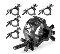 6x BeamZ BC38B-75 Half Coupler Clamps, 75kg Compact Aluminium Truss Lighting O-Clamps 37-40mm, Heavy-Duty Black Stage Mount Kit for DJ, Events & Lighting Rigs